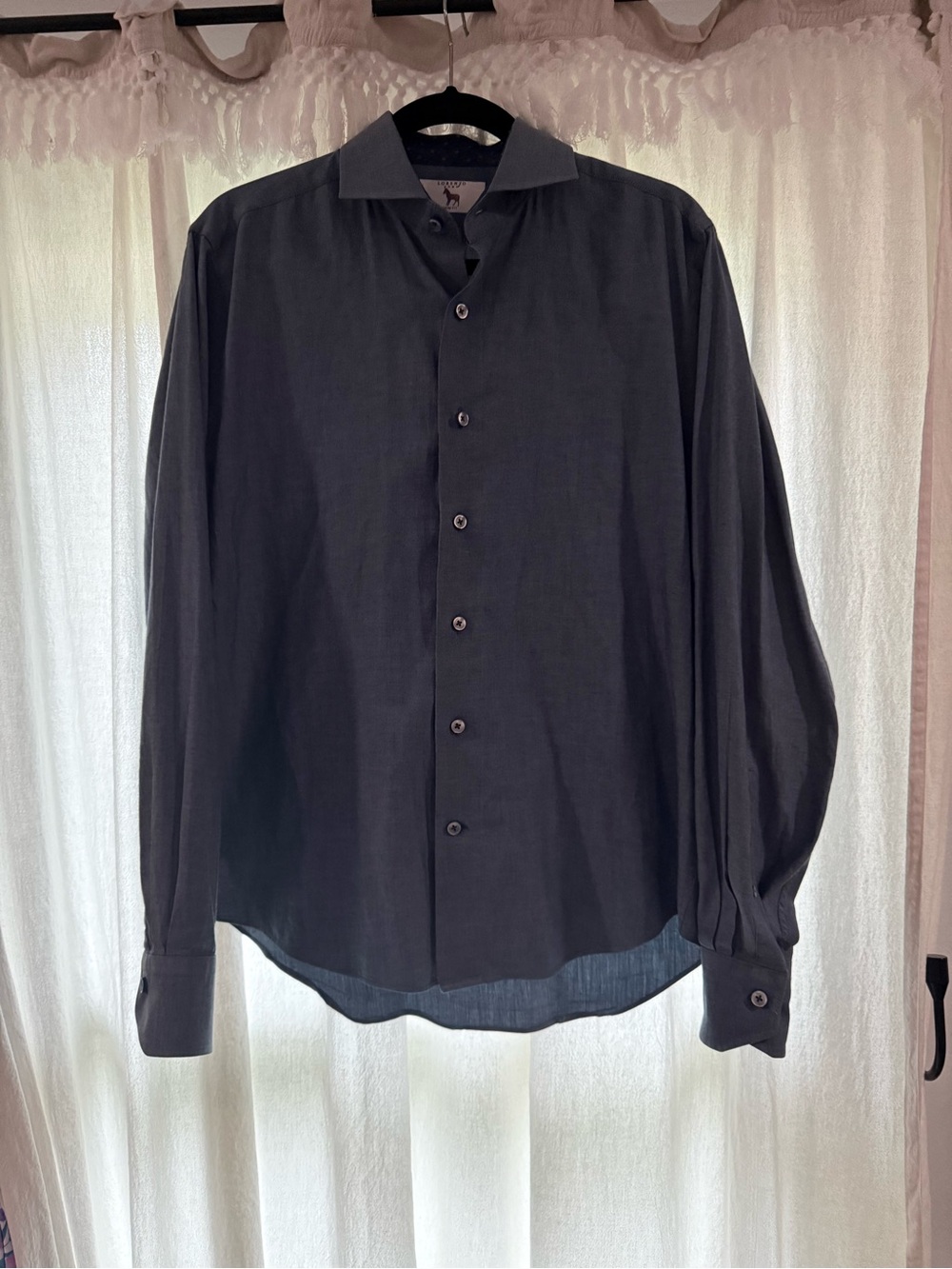 Men's navy/ Gray Button-Up Dress Shirt